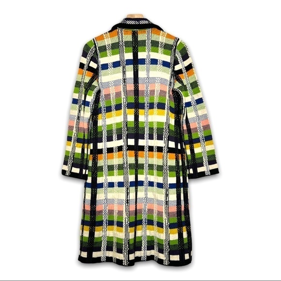 ALDOMARTINS Wool Alpaca Colorblock Plaid Long Maximalist Sweater Blanket Coat S - Picture 9 of 16